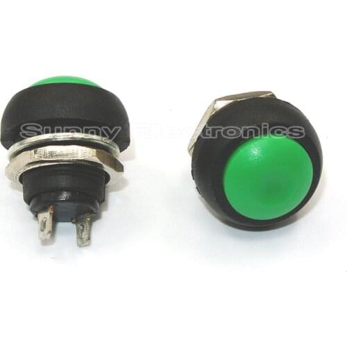 100pcs 12mm 250V Green Mini Round Switch Waterproof momentary Push button Switch