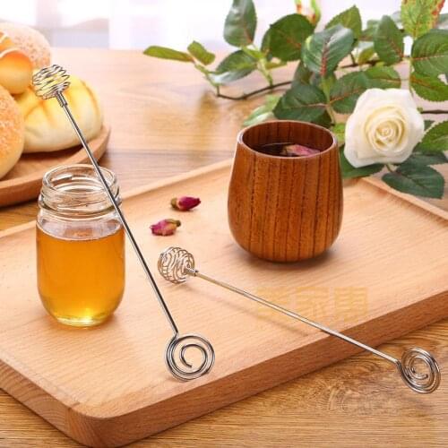 2pc Long Handle Honey Dipper Spoons Tea Coffee Dessert Honey Stick Spiral Mixing Honey Spoon Home Kitchen Bar Accessories