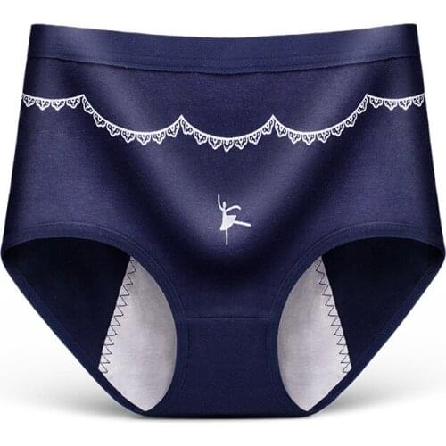 3 Pieces/Bag Of Cotton Cartoon Printed Briefs Leak-Proof Panties Printing Ladies Panties Anti-Leakage Panties Women