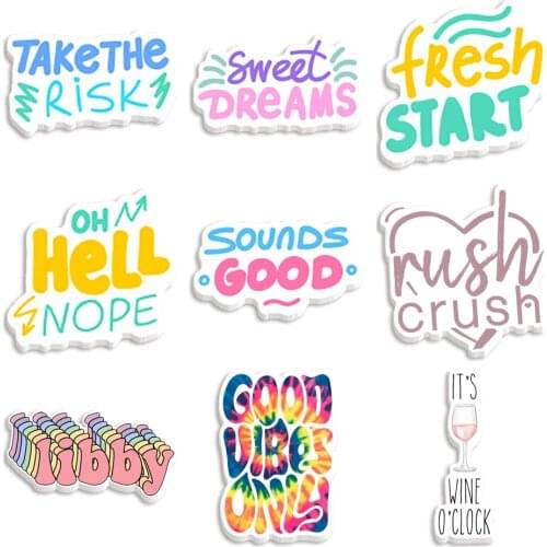 30pcs/lot Lovely Letters Cartoon Printed Planar Resins DIY Craft For Home Decoration Accessories