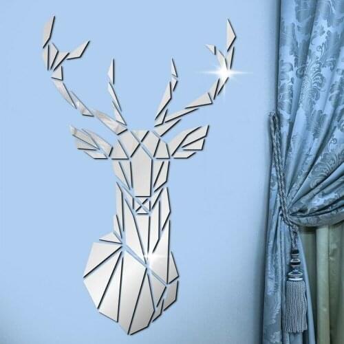 3D Deer Head Mirror Wall Sticker DIY Acrylic Mirror Stickers Mural For Living Room Bedroom Kids Home Decoration Multiple sizes