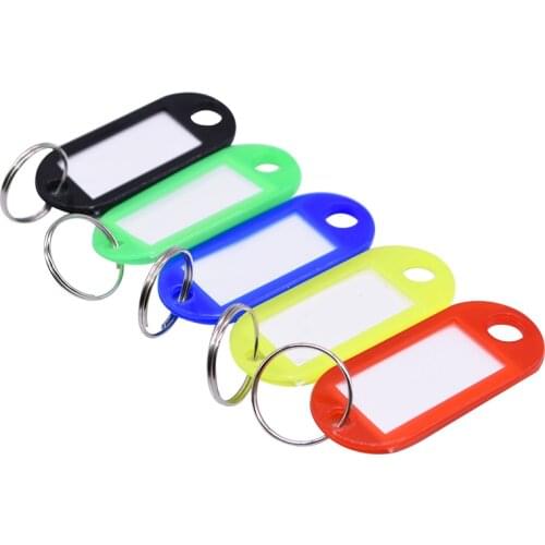 50pcs/lot Colorful Plastic Keychain Key Tags label Numbered Name Baggage Tag ID Label Name Tags With Split Ring