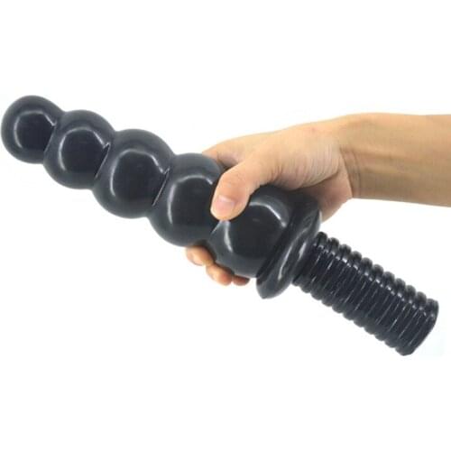 Unisex PVC 5 Beads Anal Dildo Handle Butt Plug Big Long Penis Anal Plug Balls Massage Anus Vaginal Stimulate Gay Erotic sex shop