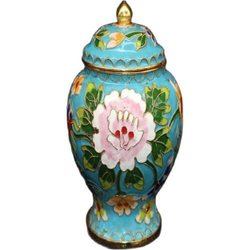 Chinese old craft cloisonne Painted storage jar Storage tank Decoration