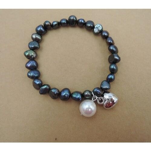 100% nature freshwater pearl bracelet,black pearl bracelet