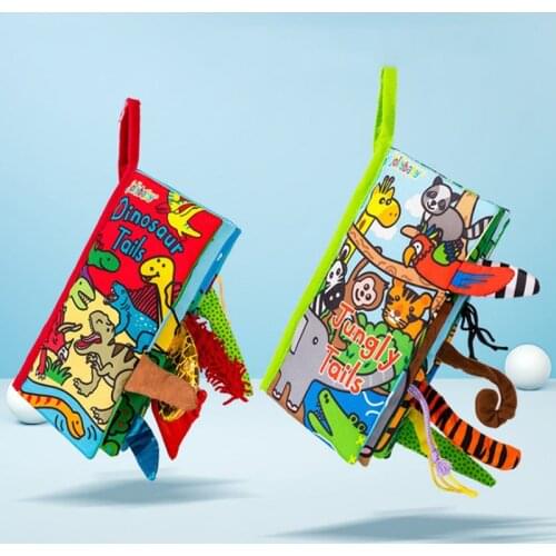 Baby Soft 3D Quiet Cloth Book Early Education Unfolding Kids Activity Reading Rattle Toys for Baby Newborn Animal Tails Books
