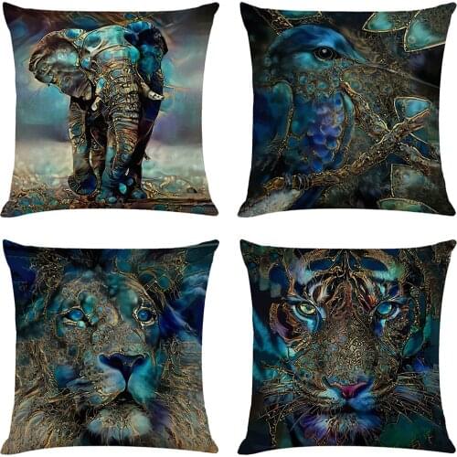 Wild Animals Cushion Cover Hoga Decorative Pillow funda cojines 45x45 housse de coussin Nordic Throw Pillow Cover for Sofa Car
