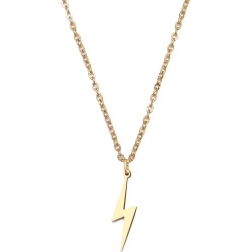 DOTIFI Stainless Steel Lightning Necklace Pendant Necklace Gold and Silver Color For Women Jewelry Necklace