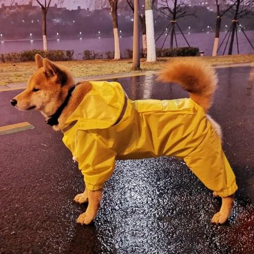 Golden Retriever Hooded Raincoat Dog Samoyed Medium and Large Sized Dog Full Package Four legged Pet Big Dog clothes