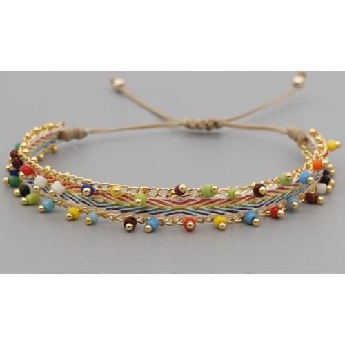 Go2boho Cloth Bracelet Wome Jewelry Gift for Her Bohemian Rainbow Fabric Bracelets Braided Pulseras Colorful Beads Jewelry