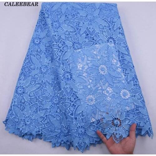 Sky Blue African Water Soluble Lace Guipure Lace Fabric High Quality Nigeria Lace Fabric 2021 Sequin Cord Lace For Wedding S2164