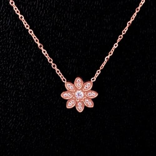 Love Stainless Steel Zircon Flower Pendants Necklace Romantic Crystal SunFlower Necklaces Women Wedding Jewelry Xmas Gift
