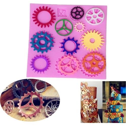 Small Gear Decoration Roller Liquid silicone Mold Fondant Cake Molds Chocolate Soap DIY kitchen Baking Accessories