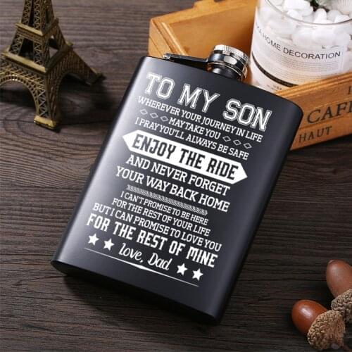 Dad To My Son Hip Flask Set Best Man Gift Box Packing Luxury Alcohol Hip Flasks Stainless Steel Whiskey Wine Bottles Drinkware