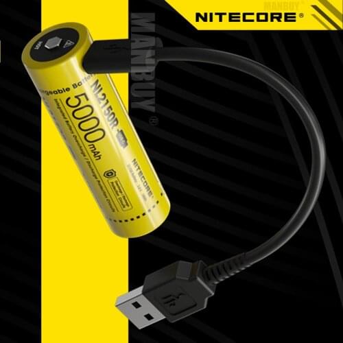 Nitecore NL2150R 21700 5000mAh 3.6V Protected Li-ion Button Top Rechargeable Battery Built-In USB-C Charging Port Free Shipping
