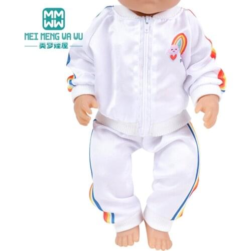 2021 NEW Toys Baby Doll clothes 43-45cm new born doll American doll Fashion rainbow jacket suit Shoes Girls gift