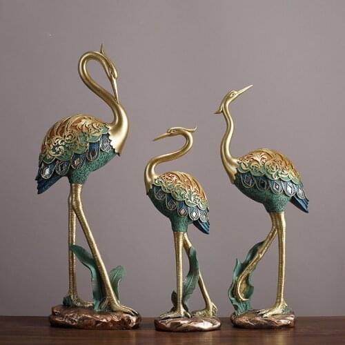 New Chinese Hand Painted Fairy Crane Resin Ornaments Home Livingroom Accessories Craft Hotel Office Desktop Figurines Decoration