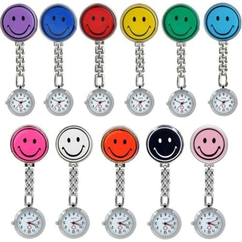 NEW Nurse Watches Stainless Steel Color Pocket Brooch Brooch Tunic Fob Watch Hanging Cute Pendant Smile Face Women Doctor 2020