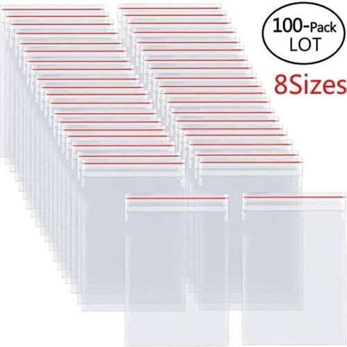 100/300/500Pcs/Pack Resealable Plastic Zip Lock Bags Clear Poly Zip lock Bag Food Storage Reclosable Vacuum Fresh Organize Bag