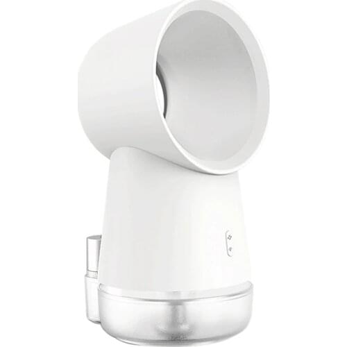 EAS-Protable Desktop Leafless Colling Fan 3 in 1 Mini Cooling Fan Bladeless Desktop Fan Mist Humidifier with LED Light