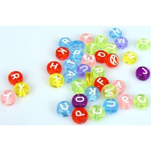 Transparent Color Alphabet Letters Acrylic Spacer Beads Wholesale 4*7mm 500pcs Round Flat DIY Handmade Jewelry Accessories LB-25