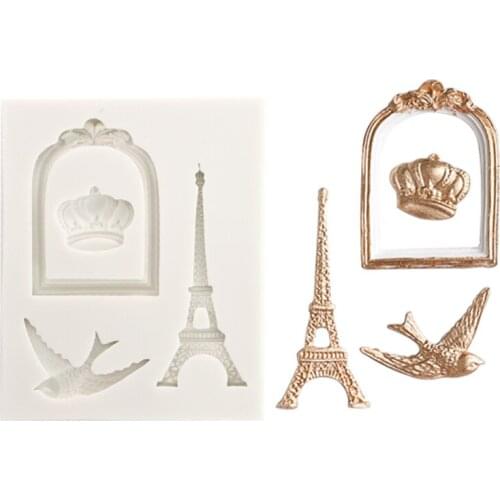 Picture Frame,Tower, Crown Silicone Mold Fondant Cakes Decorating Tools Sugarcrafts Chocolate Baking Tool For Cake Gumpaste Form