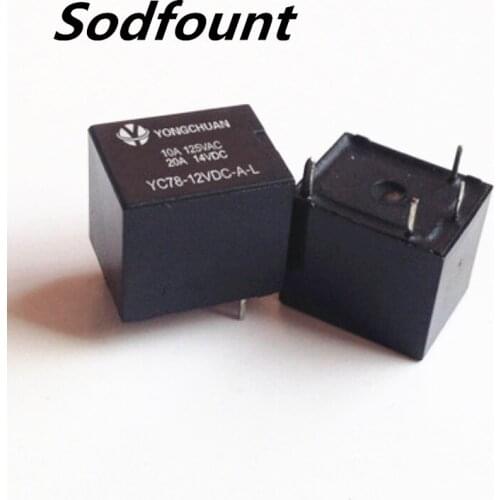 10pcs T78 10A 125VAC 20A 14VDC 4 pin normally open normally closed car burglar alarm special relay MAD/SRD-12VDC-S