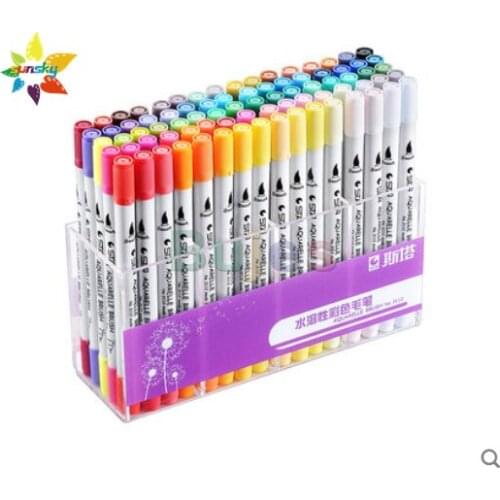 Sta 12/24/36/48 color Double head water soluble color brushes set Brush/micropore head 2.0/0.4 mm hand drawing art supplies