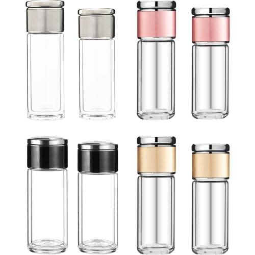 Double Wall Glass Tea Infuser Bottle Mug Leakproof Tea Tumbler for Loose Tea