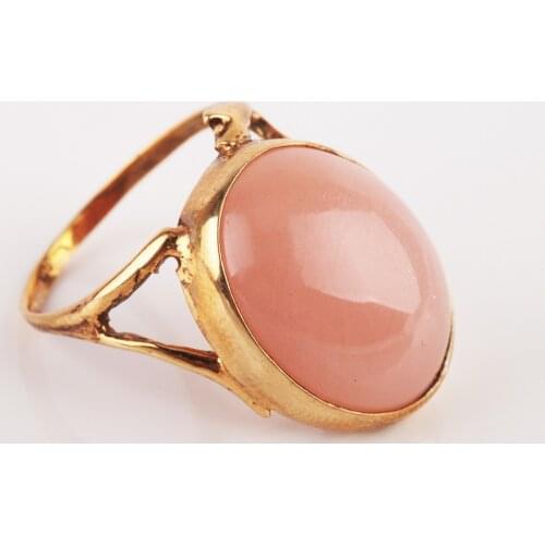 UM US JEWELRY Pink Quartz Stone Gold Plated 925 Sterling Silver Women 'S Ring