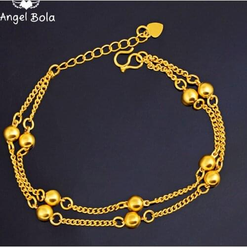 Fashion Gold Multilayer Beads Women Charm Bracelet Ladies Beaded Bracelets Luxury Jewelry Wedding Party Holiday Couple Gifts