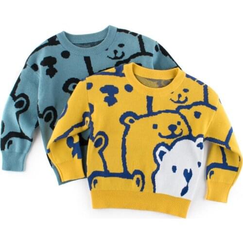 Winter Children Soft Warm Sweaters Baby Girls Clothes Kids Knitted Pullover Outfits Sweater Boys Cartoon Bear Tops Kids Clothing