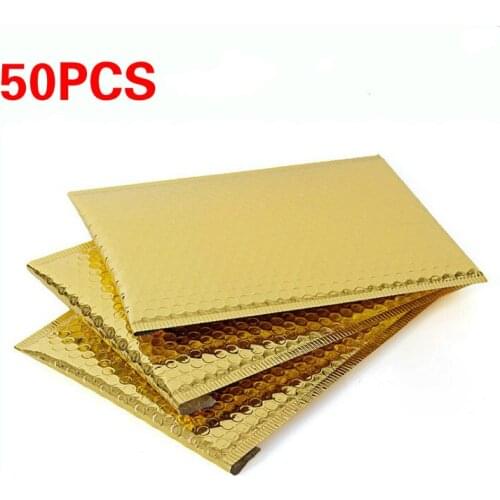 23*29cm Packaging Shipping Bubble Mailers Gold Self Seal Padded Envelopes Bag Bubble Mailing Bags Gift Wrapping Storage 50pcs