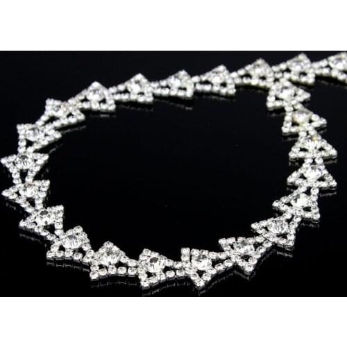 5Yards Bridal Diamond Beaded Rhinestone Trimmings For Wedding Dresses Belts