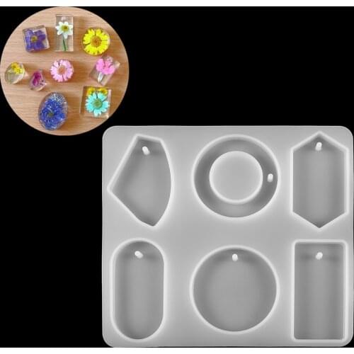 6Pcs Necklace Pendant Set Silicone Mold 6 Designs Key-Chain Epoxy Resin Molds For DIY Jewelry Making Tool Supplies Accessories