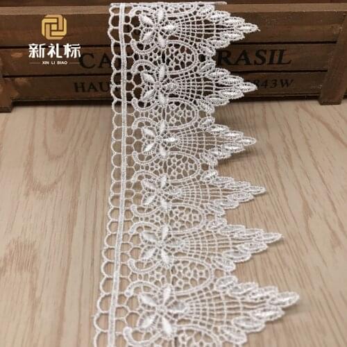 Hot Sale 15Yards Embroidery Lace Trim Applique African Cord Lace Fabric Polyester Trimming Sewing Crafts DIY Accessories 6.5cm
