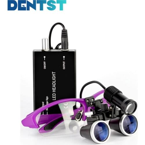 Dentst Dentistry Binocular Magnifier Magnification 2.5X 3.5X With 5W Head Light Magnifying Glass Ultra-lightweight