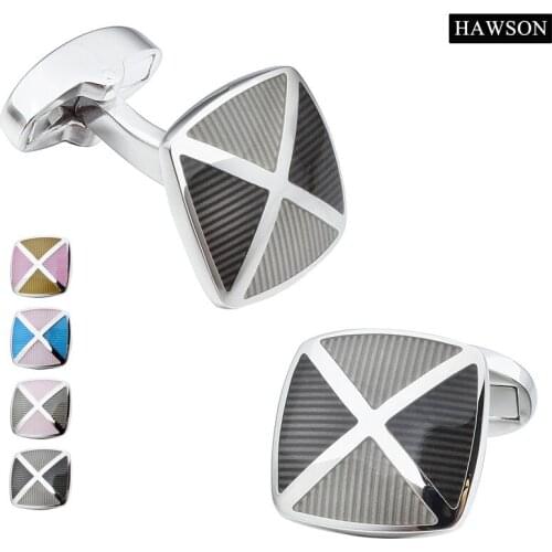 Brand Hawson Fashion Jewelry Mens Colorful Polished Enamel Cufflinks For Women Luxury with Gift Box Beautiful Cuff