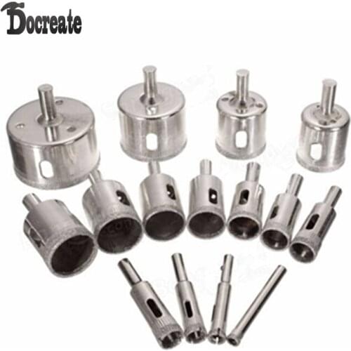 DB-HS1 15pcs 6-50mm Diamond Hole Saw Drill Bit Set Tile Ceramic Glass Marble Drill Bits