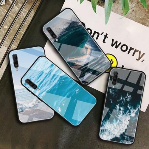 Blue Sea Wave Tempered Glass Case For Samsung Galaxy A10S A10E A20S A20E A30S A40 A50S A60 A70 A80 A90 A6 A7 A8 Shell