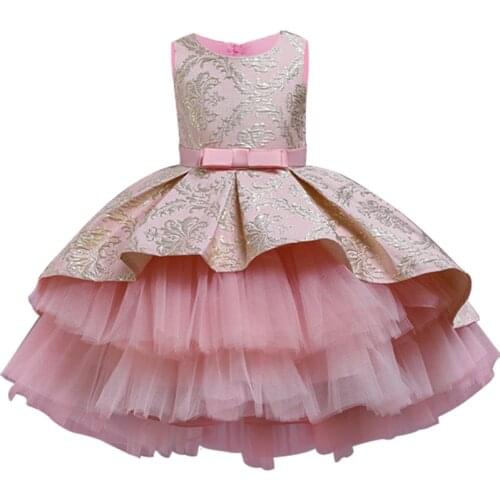 Children Trailing Evening Dress For Girls Birthday Party Dress Clothes Baby Girl Embroidery Formal Dresses