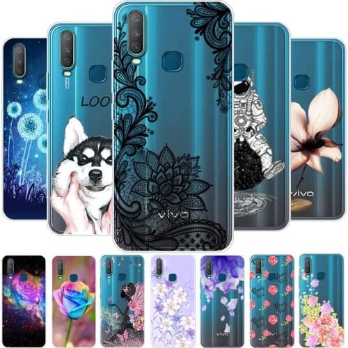 For Vivo Y17 Case Y 17 TPU Silicone Soft Floral Cartoon Clear Case for Coque Vivo Y17 Y 17 1902 Y12 Y15 Y3 2019 Phone Back Cover