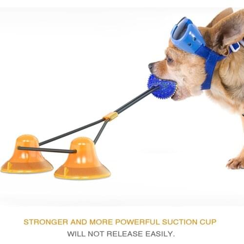 Double Suction Cup Drawstring Ball A Type Dogs Toys Suction Cup + Molar Toy Combined Design Dog Oral Cleaning Toy