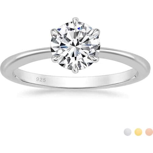 EAMTI 925 Sterling Silver Ring Classic Wedding Ring engagement Ladies Hearts Arrows bague femme argent 925 Bride Jewelry