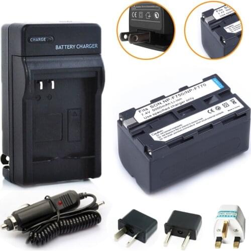HIBTY 1Pcs 5000mAh NP-F770 NP-F750 NP-F730 battery +Car Charger + Plug Adapter For Sony CCD-RV100 DCR-TRU47E F770 F750