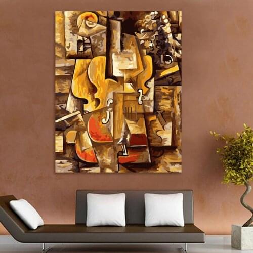 Coloring by numbers Picasso violin digital paint by numbers abstract oil painting modular painting modern home decor canvas art