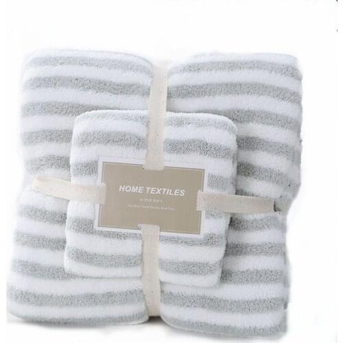Hot Four Seasons Two Colors Striped Microfiber Towels Set For Babies Home Bath Towel Childrens Soft Blanket
