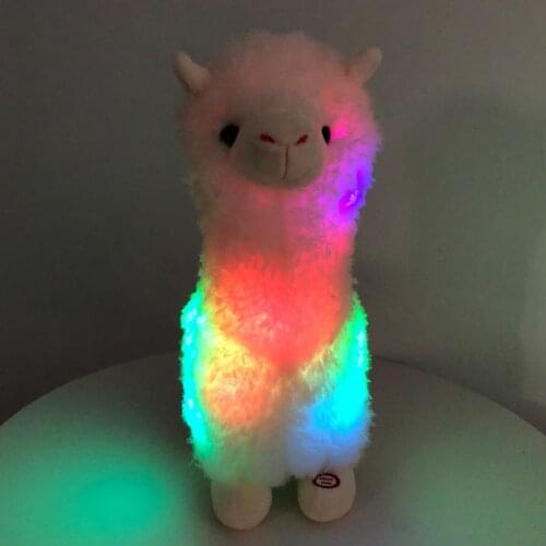 45cm Kawaii Plush LED Alpaca Toys Strobe Night Light Up Color Changing Stuffed Animal Soft Pillow Kids Ledlight Glow Girls Boys