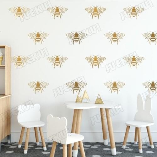 Little Bee Pattern Lovely Wall Stickers for Nursery Kids Room Home Decor Vinyl Wall Decals Children Bedroom Poster TA475