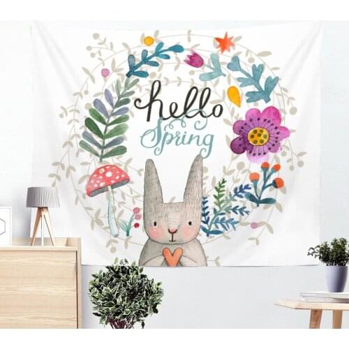 Cute Cartoon Rabbits Series Pattern bunny Floral Tapestry Beach Towel Home Decor Animal Printed Wall Hanging Mural Yoga Mat